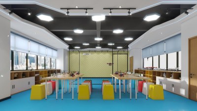 现代创客教室3D模型下载